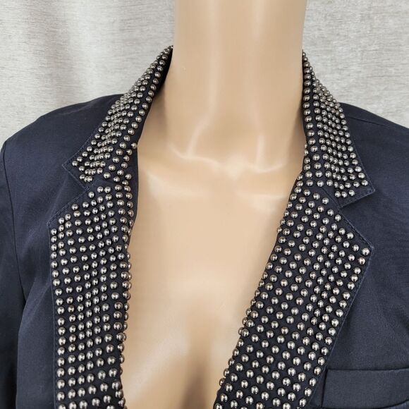 Express Black Cotton Blazer with Studded Lapel - Picture 3 of 8
